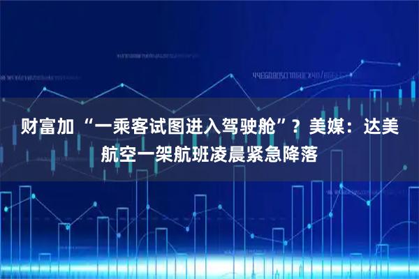 财富加 “一乘客试图进入驾驶舱”？美媒：达美航空一架航班凌晨紧急降落